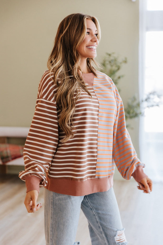 Jenny Striped Colorblock Sweatshirt | DROPSHIP