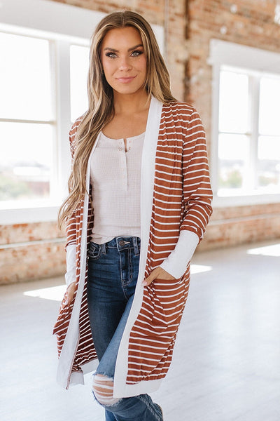 Jerri Striped Knit Cardigan | S-XL