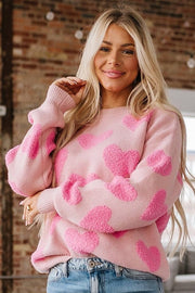 Jett Fuzzy Heart Knit Sweater | S-XL