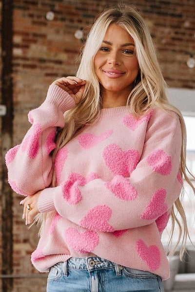 SALE - Jett Fuzzy Heart Knit Sweater