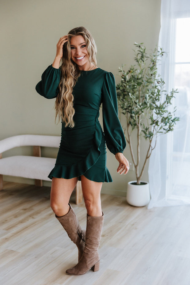Julia Puff Sleeve Ruffle Mini Dress