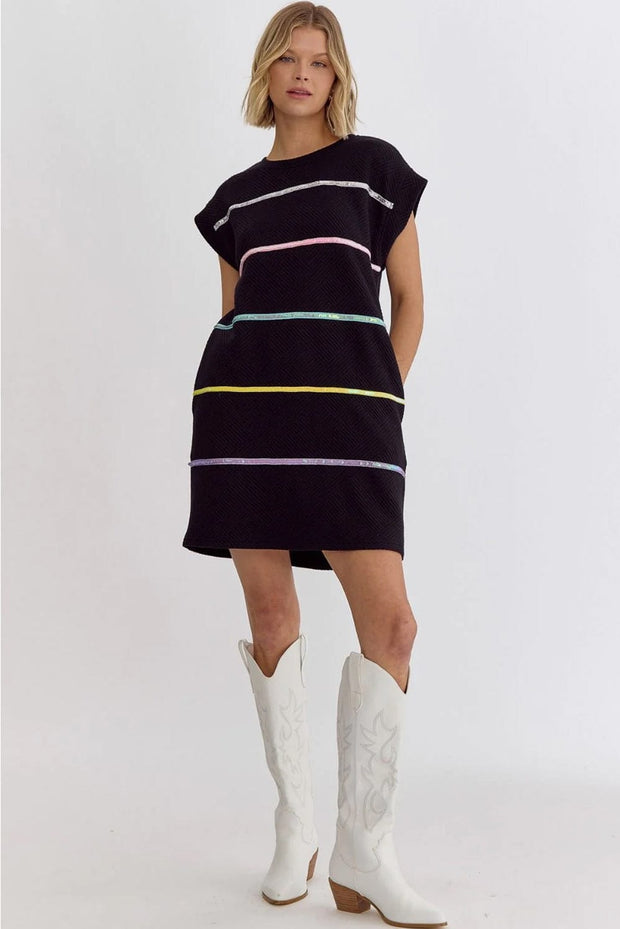 Julius Sequin Striped Mini Dress | S-XL