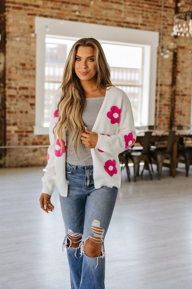 Kaylee Flower Knit Cardigan | S-XL