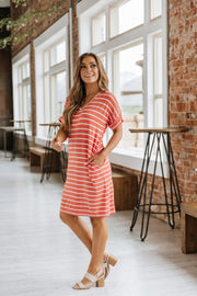SALE - Kellie Striped Cuff Sleeve Dress | Size XL