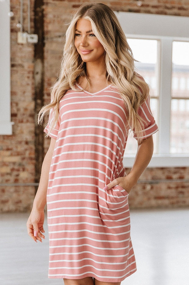 SALE - Kellie Striped Cuff Sleeve Dress | Size XL