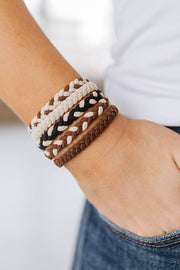 Khaki 5Pcs Braided Elastic Hairband