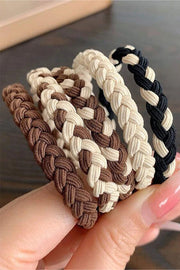 Khaki 5Pcs Braided Elastic Hairband