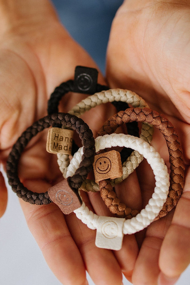 Khaki 5Pcs Braided Elastic Hairband