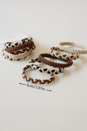 Khaki 5Pcs Braided Elastic Hairband