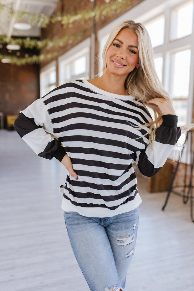 Kyra Striped Pullover Sweatshirt | S-2XL