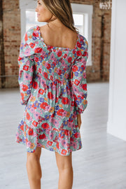 Lacy Floral Square Neck Dress | S-XL
