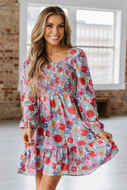 Lacy Floral Square Neck Dress | S-XL