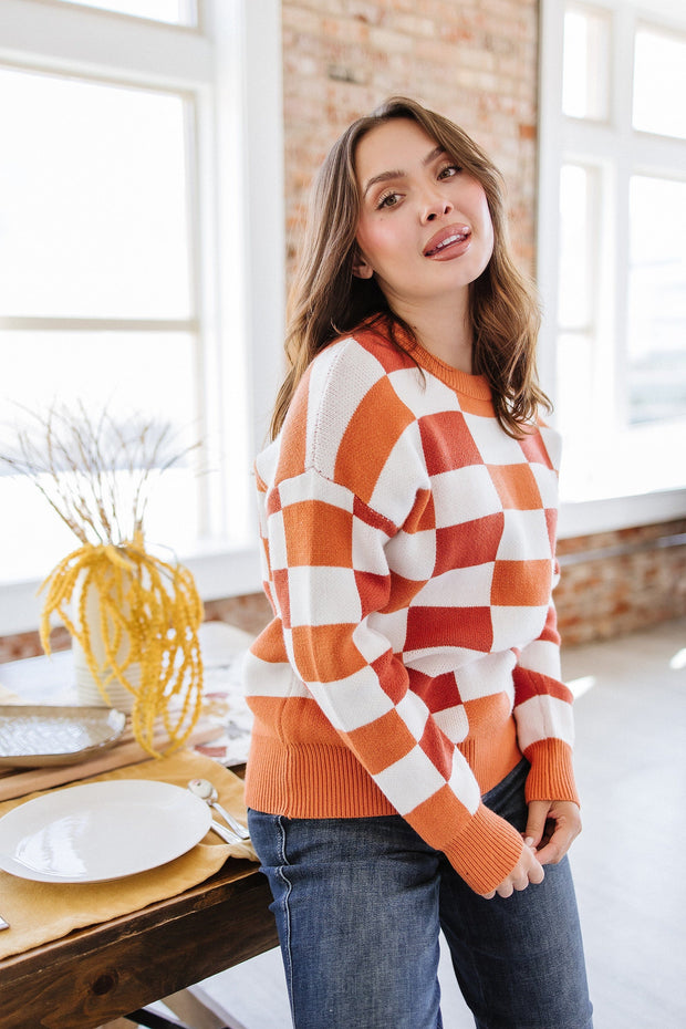 Larissa Checkered Knit Sweater | S-XL