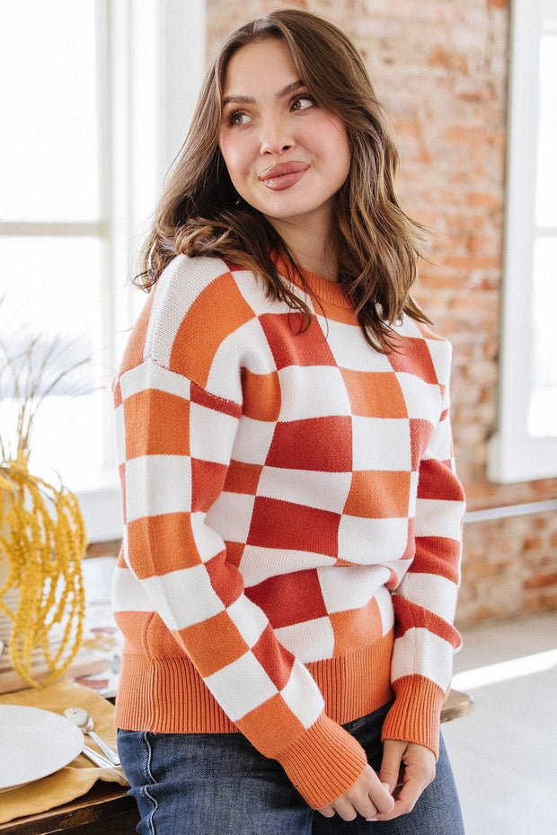 Larissa Checkered Knit Sweater | S-XL