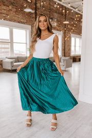 Latasha Satin Pleated Maxi Skirt