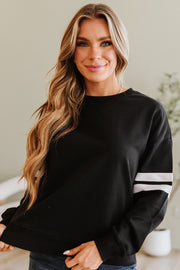 Leah Varsity Striped Sleeve Sweatshirt | DROPSHIP