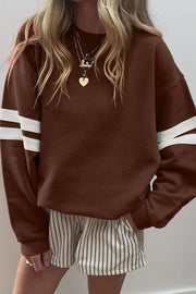 Leah Varsity Striped Sleeve Sweatshirt | DROPSHIP