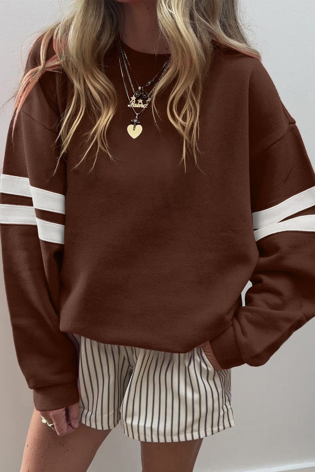 Leah Varsity Striped Sleeve Sweatshirt | DROPSHIP