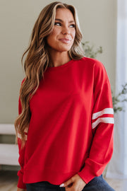 Leah Varsity Striped Sleeve Sweatshirt | DROPSHIP