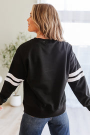 Leah Varsity Striped Sleeve Sweatshirt | DROPSHIP