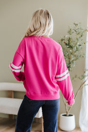 Leah Varsity Striped Sleeve Sweatshirt | DROPSHIP