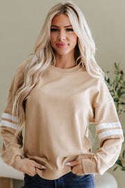 Leah Varsity Striped Sleeve Sweatshirt | DROPSHIP