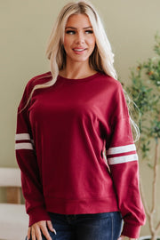 Leah Varsity Striped Sleeve Sweatshirt | DROPSHIP
