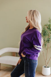 Leah Varsity Striped Sleeve Sweatshirt