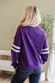 Leah Varsity Striped Sleeve Sweatshirt