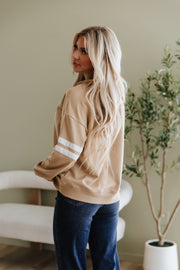 Leah Varsity Striped Sleeve Sweatshirt