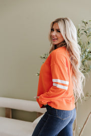 Leah Varsity Striped Sleeve Sweatshirt