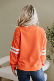Leah Varsity Striped Sleeve Sweatshirt