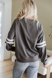 Leah Varsity Striped Sleeve Sweatshirt