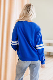 Leah Varsity Striped Sleeve Sweatshirt