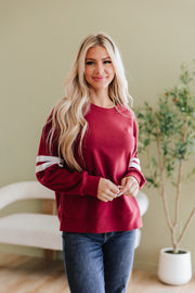 Leah Varsity Striped Sleeve Sweatshirt