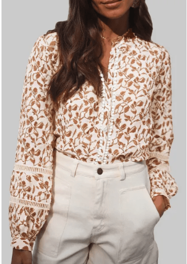 Lenora Floral Print Lace Detail Blouse | DROPSHIP