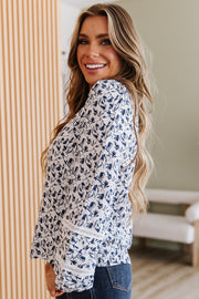 Lenora Floral Print Lace Detail Blouse