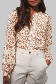 Lenora Floral Print Lace Detail Blouse