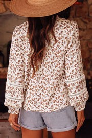 Lenora Floral Print Lace Detail Blouse