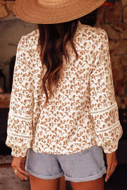 Lenora Floral Print Lace Detail Blouse