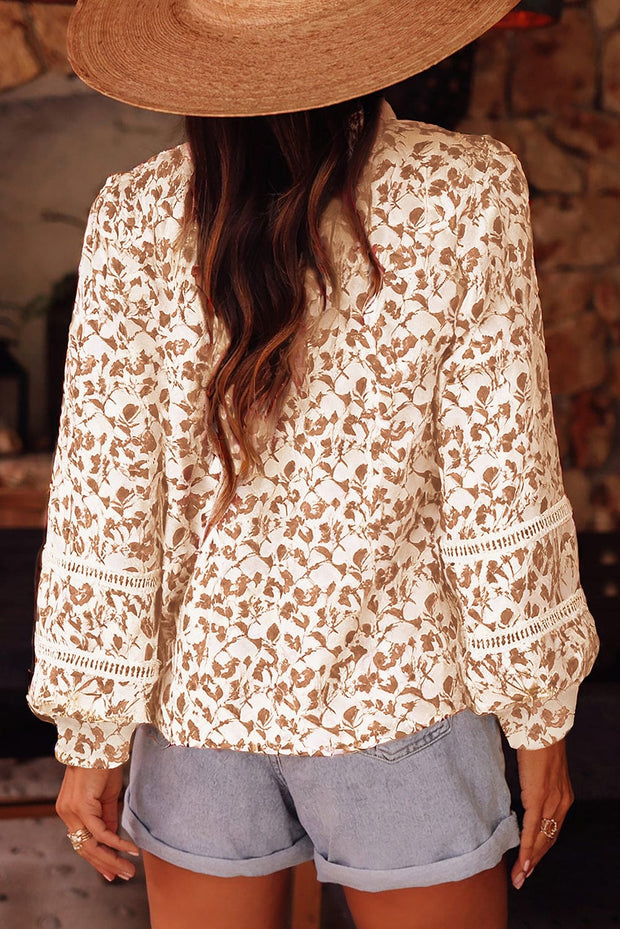 Lenora Floral Print Lace Detail Blouse