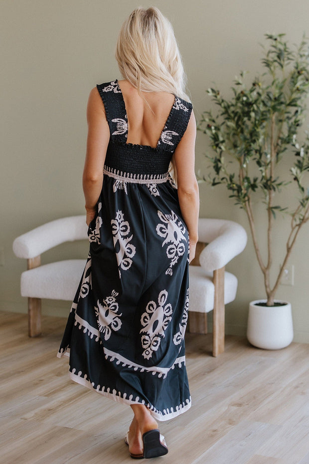 Women's Boho Smocked Maxi Dress | Sleeveless Flowy Dress Liam & Company Women's Boho Smocked Maxi Dress | Sleeveless Flowy Dress Liam & Company