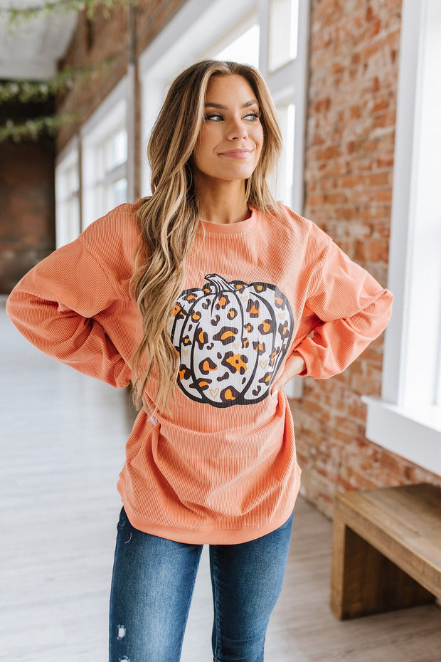Leopard Pumpkin Graphic Sweatshirt | S-2XL
