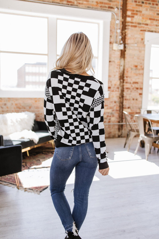 Lexee Checkered Round Neck Sweater