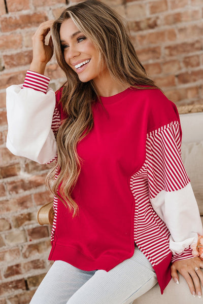 Linda Striped Patchwork Sweatshirt | DROPSHIP