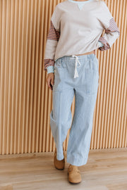 Lunaris Striped Mid Rise Drawstring Jeans | DROPSHIP