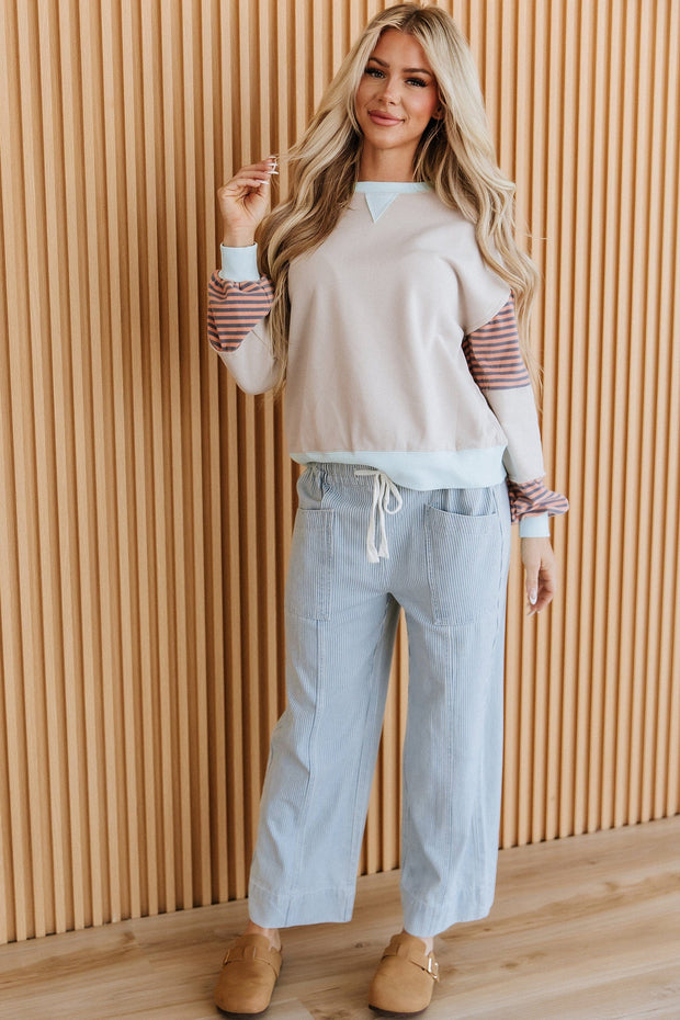 Lunaris Striped Mid Rise Drawstring Jeans | DROPSHIP