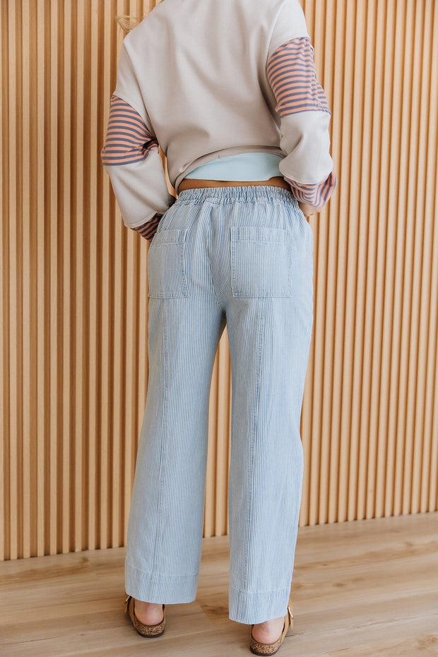 Lunaris Striped Mid Rise Drawstring Jeans | DROPSHIP