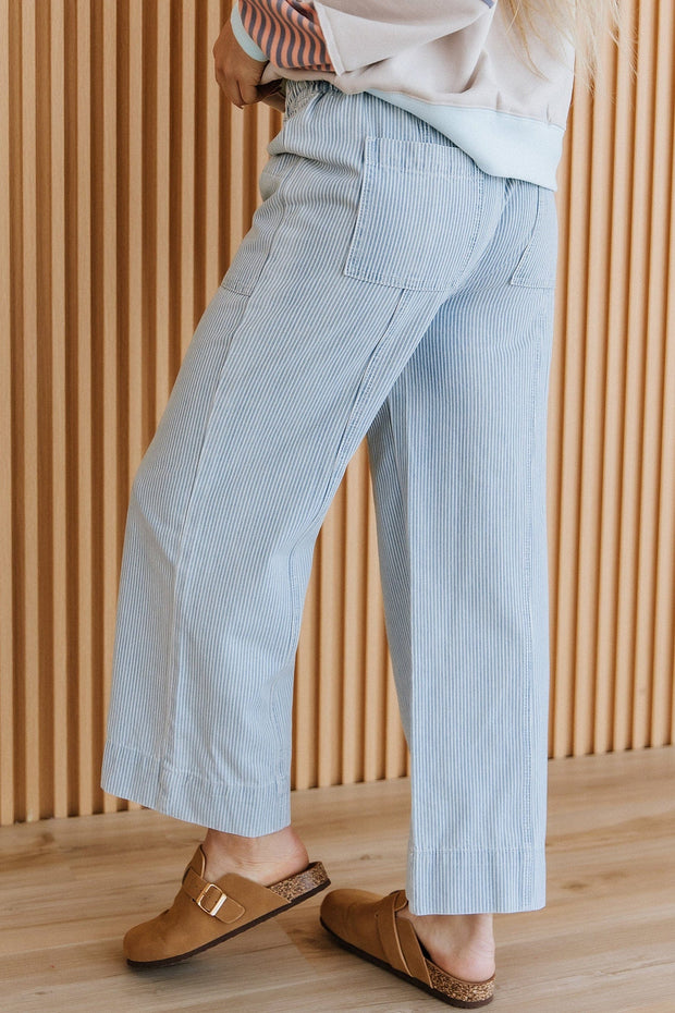 Lunaris Striped Mid Rise Drawstring Jeans | DROPSHIP