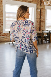 Mahome V-Neck Tulip Sleeve Blouse | S-XL